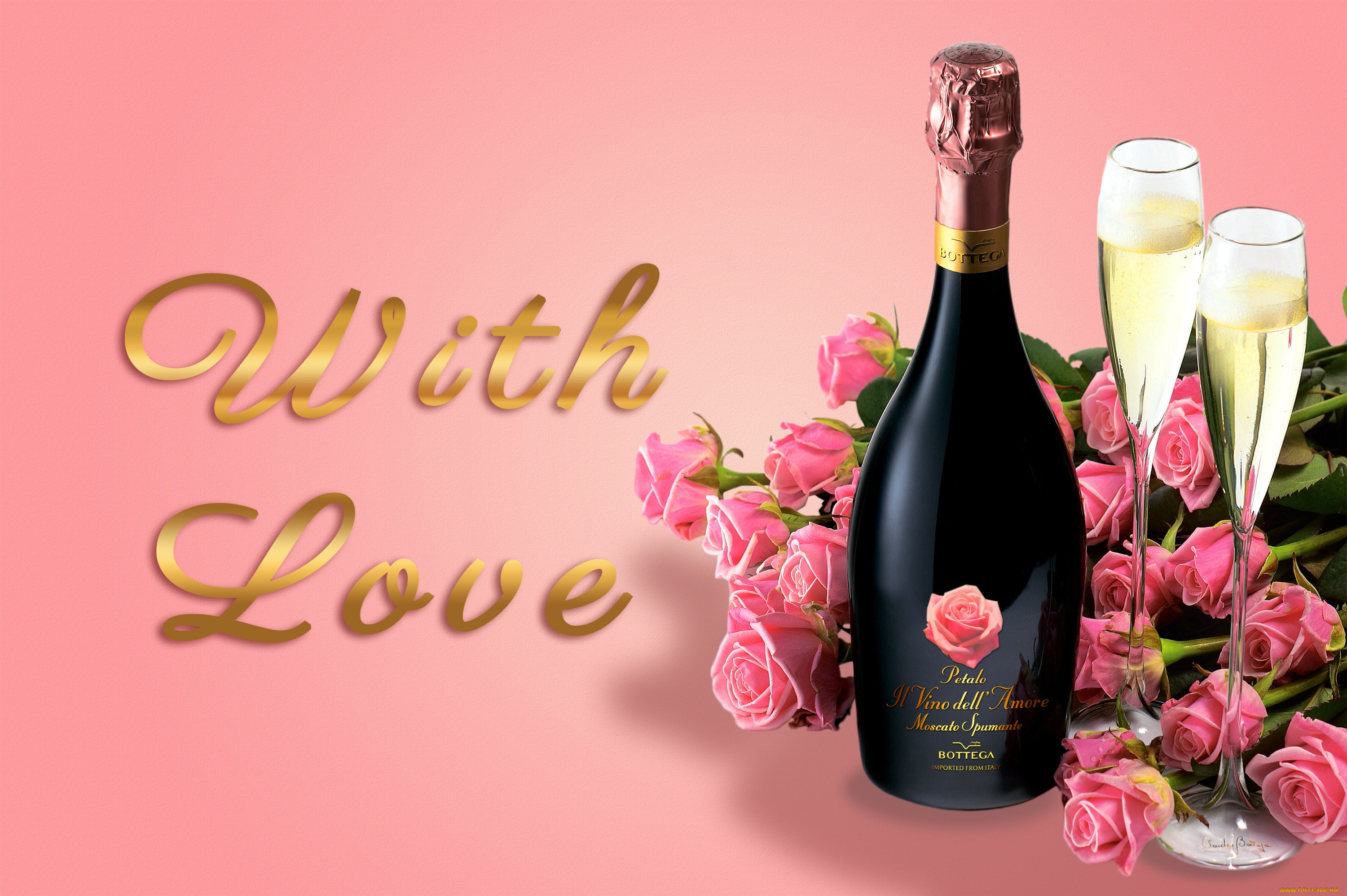 ,   , , , , , glass, champagne, flowers, roses, valentine's, day, romantic
